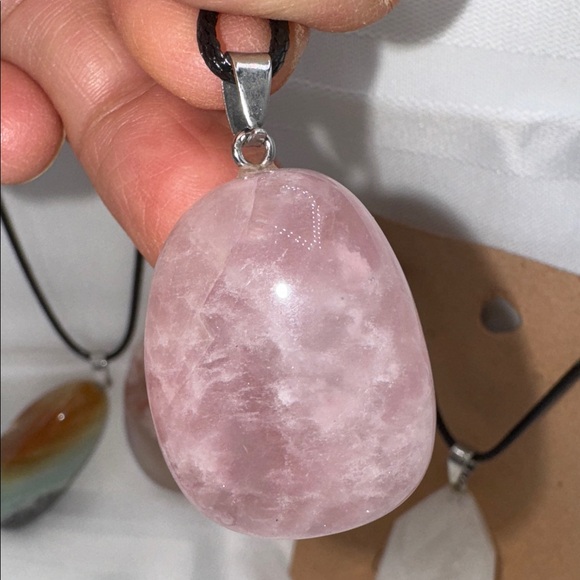 amethyst Quartz Agate 5 necklaces, 1.75 - 2.25” pendants all on 9” core SET of 5 - Picture 6 of 7